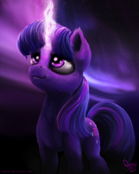 Size: 2000x2500 | Tagged: safe, artist:nemo2d, derpibooru import, twilight sparkle, unicorn twilight, pony, unicorn, bust, female, fluffy, looking up, magic, mare, portrait, signature, solo