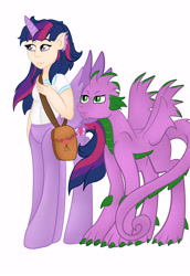 Size: 5647x8224 | Tagged: safe, artist:bewarethemusicman, spike, twilight sparkle, twilight sparkle (alicorn), alicorn, centaur, absurd resolution, centaur twilight, colored claws, duo, older, older spike, simple background, white background, winged spike