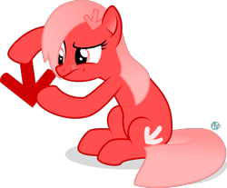 Size: 2199x1821 | Tagged: safe, artist:arifproject, oc, oc only, oc:downvote, arrow, derpibooru, derpibooru ponified, downvote's downvotes, hairclip, meta, ponified, simple background, sitting, solo, tongue out, transparent background, vector