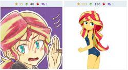 Size: 518x283 | Tagged: safe, sunset shimmer, equestria girls, ass, derpibooru, juxtaposition, meta