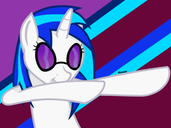 Size: 1000x750 | Tagged: safe, artist:carson marain, dj pon-3, vinyl scratch, pony, unicorn, dab, solo