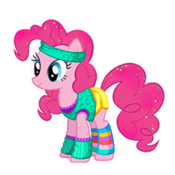 Size: 270x270 | Tagged: safe, pinkie pie, earth pony, pony, 80s, clothes, gameloft, glitter, headband, leg warmers, retro, shorts, simple background, solo, sweatband, transparent background, vector