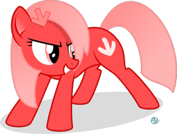 Size: 3122x2374 | Tagged: safe, artist:arifproject, oc, oc only, oc:downvote, earth pony, pony, derpibooru, derpibooru ponified, female, hairclip, mare, meta, ponified, simple background, smiling, solo, teasing, transparent background, vector