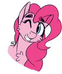 Size: 1083x1290 | Tagged: safe, artist:ratrieve, pinkie pie, earth pony, pony, female, head, mare, one eye closed, simple background, sketch, smiling, solo, white background