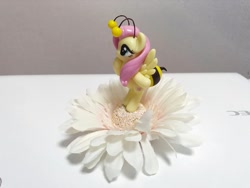 Size: 1024x768 | Tagged: artist needed, safe, fluttershy, pegasus, pony, animal costume, bee costume, bipedal, clothes, costume, flower, flutterbee