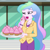 Size: 1062x1052 | Tagged: safe, screencap, princess celestia, principal celestia, equestria girls, equestria girls series, holidays unwrapped, spoiler:eqg series (season 2), blazer, cake, cakelestia, canterlot high, cropped, cupcake, eating, female, food, frosting, imagine spot, majestic as fuck, open mouth, pistachio cream cupcake, plate, solo, this will end in weight gain, winter break-in