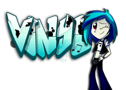 Size: 4890x3500 | Tagged: safe, artist:fj-c, dj pon-3, vinyl scratch, equestria girls, belly button, graffiti, midriff, solo