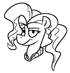 Size: 472x498 | Tagged: safe, artist:cowsrtasty, peachy plume, earth pony, pony, where the apple lies, black and white, bust, female, grayscale, mare, monochrome, portrait, receptionist, simple background, solo, white background