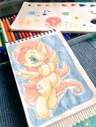 Size: 1536x2048 | Tagged: safe, artist:bbtasu, fluttershy, pegasus, pony, female, mare, solo, traditional art