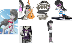 Size: 3012x1806 | Tagged: safe, artist:bluse, artist:livesmutanon, artist:mit-boy, artist:the-butch-x, artist:zacatron94, edit, octavia melody, equestria girls, armpits, best pony, cello, hand on hip, logo, logo edit, musical instrument, show accurate, simple background, solo, sunglasses, transparent background, vector