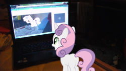 Size: 1696x954 | Tagged: safe, sweetie belle, derpibooru, irl, meta, photo, ponies in real life