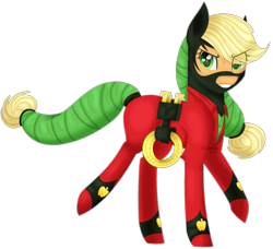 Size: 2351x2140 | Tagged: safe, artist:chaostrical, applejack, mistress marevelous, earth pony, pony, lasso, power ponies, rope, simple background, solo, transparent background