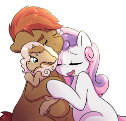 Size: 3000x2869 | Tagged: safe, artist:marukouhai, button mash, sweetie belle, oc, oc:joystick, foal, male, offspring, older, parent:button mash, parent:sweetie belle, parents:sweetiemash, shipping, simple background, straight, sweetiemash, white background