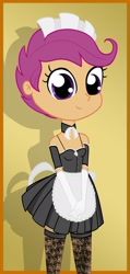 Size: 768x1609 | Tagged: safe, artist:ohohokapi, scootaloo, equestria girls, clothes, maid, solo, tomboy taming