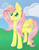 Size: 722x914 | Tagged: safe, artist:flickswitch, fluttershy, pegasus, pony, cloud, digital art, field, flower, full color, grass, sky, solo