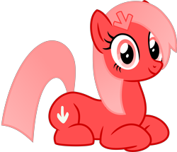 Size: 11720x10100 | Tagged: safe, artist:peahead, derpibooru exclusive, oc, oc only, oc:downvote, earth pony, pony, absurd resolution, cute, derpibooru, derpibooru ponified, hairclip, looking at you, lying down, meta, ponified, ponyloaf, prone, show accurate, simple background, smiling, solo, transparent background, vector