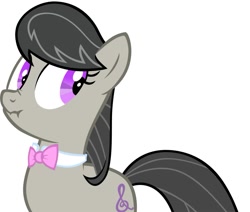 Size: 839x713 | Tagged: safe, octavia melody, earth pony, pony, bowtie, female, liarpony, mare, scrunchy face, simple background, solo, white background