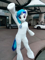 Size: 370x493 | Tagged: safe, artist:ask-wub-pon3, artist:atalonthedeer, dj pon-3, vinyl scratch, human, babscon, babscon 2016, clothes, costume, fursuit, irl, irl human, photo, solo