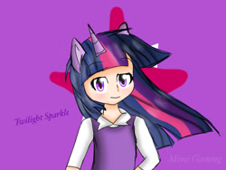 Size: 1280x960 | Tagged: safe, artist:mimigaming, derpibooru import, twilight sparkle, human, eared humanization, horned humanization, humanized, solo