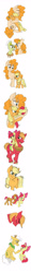 Size: 1050x9000 | Tagged: safe, artist:celestial-rainstorm, apple bloom, applejack, babs seed, big macintosh, grand pear, granny smith, pear butter, earth pony, pony, apple family, bust, crying, female, filly, filly applejack, hug, male, mare, ponies riding ponies, portrait, simple background, sketch, sketch dump, stallion, white background, younger