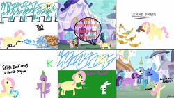 Size: 1920x1080 | Tagged: safe, artist:cinimod, angel bunny, fluttershy, princess celestia, princess luna, spike, twilight sparkle, twilight sparkle (alicorn), alicorn, dragon, pegasus, pony, comic:flitter floosh is a bad pone, 1000 hours in ms paint, big crown thingy, comic, crystal heart, dab, element of generosity, element of honesty, element of kindness, element of laughter, element of loyalty, element of magic, elements of harmony, female, gold, hammer, hose, jewelry, knife, male, mare, regalia, speech bubble, text, water