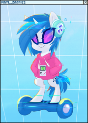 Size: 857x1200 | Tagged: safe, artist:meekcheep, dj pon-3, vinyl scratch, pony, bipedal, clothes, game boy, headphones, hoodie, solo, swegway, vaporwave