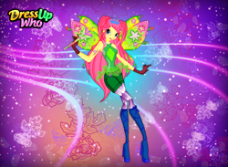 Size: 750x550 | Tagged: safe, artist:user15432, fluttershy, equestria girls, boots, clothes, crossover, crown, dress up who, dressup, dressup game, dressupwho, fairy, fairy wings, gloves, high heel boots, high heels, jewelry, leggings, magic wand, necklace, rainbow s.r.l, regalia, shoes, wings, winx club, winxified