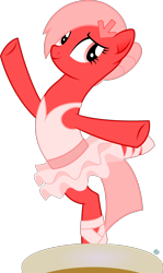 Size: 1700x2859 | Tagged: safe, artist:arifproject, oc, oc only, oc:downvote, earth pony, pony, a royal problem, ballerina, cute, derpibooru, derpibooru ponified, female, mare, meta, ponified, simple background, smiling, solo, standing, standing on one leg, transparent background