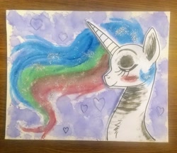 Size: 2448x2113 | Tagged: artist needed, source needed, safe, princess celestia, alicorn, pony, bust, eyes closed, painting, portrait, profile, solo, traditional art, watercolor painting