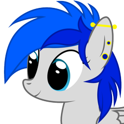 Size: 800x800 | Tagged: safe, artist:joey, derpibooru exclusive, oc, oc only, oc:sapphire sights, pegasus, pony, bust, derpibooru, derpibooru badge, female, meta, piercing, portrait, simple background, solo, transparent background