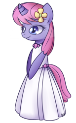 Size: 662x1076 | Tagged: safe, artist:solar-slash, oc, oc only, oc:velvet, semi-anthro, unicorn, clothes, dress, female, simple background, smiling, solo, transparent background, veil, waifu, wedding dress