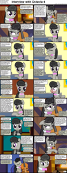 Size: 1282x3304 | Tagged: safe, octavia melody, earth pony, pony, comic:celestia's servant interview, alcohol, bowtie, caption, cello, comic, cs captions, female, floppy ears, glass, hoof hold, interview, looking at you, mare, musical instrument, solo, unamused, wine, wine glass