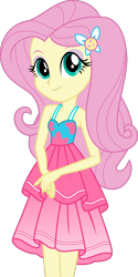 Size: 580x1162 | Tagged: safe, artist:kimberlythehedgie, fluttershy, better together, equestria girls, spring breakdown, clothes, dress, dress interior, eyeshadow, female, geode of fauna, magical geodes, makeup, sleeveless, smiling, solo