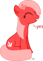 Size: 1500x2122 | Tagged: safe, artist:arifproject, oc, oc only, oc:downvote, earth pony, pony, cute, derpibooru, derpibooru ponified, eyes closed, hairclip, meta, one word, ponified, simple background, sitting, smiling, solo, transparent background, vector, yes