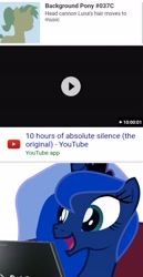 Size: 2061x3992 | Tagged: safe, editor:moonatik, princess luna, alicorn, pony, comments, derpibooru, meme, meta, music, smiling, solo, youtube