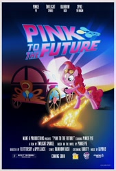 Size: 5530x8192 | Tagged: safe, pinkie pie, earth pony, pony, '83, 1983, 80s, absurd resolution, back to the future, estin83, marty mcfly, movie poster, my little pony logo, official, parody, pinkie klein, pinkie mcpie, poster