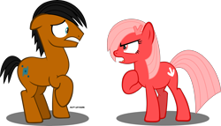 Size: 5955x3402 | Tagged: safe, artist:mandash1996, oc, oc only, oc:chiprodash, oc:downvote, pony, absurd resolution, angry, derpibooru, derpibooru ponified, meta, ponified, scared, simple background, transparent background, vector