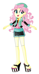 Size: 580x1076 | Tagged: safe, artist:lalobatchika, artist:selenaede, fluttershy, equestria girls, alternate hairstyle, barely eqg related, base used, clothes, crossover, flower, flower in hair, hairstyle, jewelry, lagoona blue, mattel, monster high, necklace, sandals, sea creature, sea monster, shoes