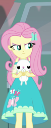 Size: 275x678 | Tagged: safe, screencap, angel bunny, fluttershy, better together, equestria girls, forgotten friendship, angry, clothes, dress, female, fluttershy is not amused, legs, male, solo, unamused