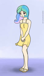 Size: 688x1187 | Tagged: safe, artist:nimaru, princess celestia, human, clothes, dress, humanized, solo