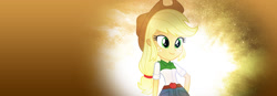 Size: 1300x450 | Tagged: artist needed, safe, applejack, equestria girls, clothes, cowboy hat, hat