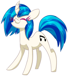 Size: 1341x1515 | Tagged: safe, artist:ogaraorcynder, dj pon-3, vinyl scratch, pony, unicorn, curved horn, eyes closed, missing accessory, simple background, smiling, solo, transparent background