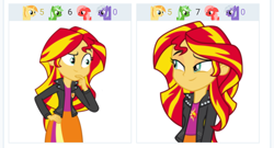 Size: 1080x585 | Tagged: safe, artist:zmcthehero343mc, screencap, sunset shimmer, equestria girls, derpibooru, duality, female, juxtaposition, juxtaposition win, meme, meta