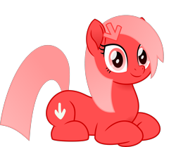 Size: 2931x2455 | Tagged: safe, artist:peahead, derpibooru exclusive, oc, oc only, oc:downvote, earth pony, pony, my little pony: the movie, derpibooru, derpibooru ponified, female, hairclip, happy, looking at you, lying down, mare, meta, movie accurate, movie designs, ponified, ponyloaf, prone, red eyes, simple background, smiling, solo, transparent background, vector