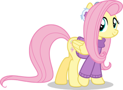 Size: 5000x3650 | Tagged: safe, artist:luckreza8, fluttershy, pegasus, pony, best gift ever, .svg available, bottomless, clothes, cute, earmuffs, female, mare, partial nudity, shyabetes, simple background, smiling, solo, sweater, sweatershy, transparent background, turtleneck, vector