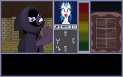 Size: 640x400 | Tagged: safe, artist:herooftime1000, dj pon-3, vinyl scratch, oc, oc:???, oc:bittersweet nocturne, pony, dungeon, octavia in the underworld's cello, pixel art