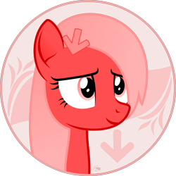 Size: 2200x2200 | Tagged: safe, artist:arifproject, oc, oc only, oc:downvote, pony, arif's circle vector, bust, circle, derpibooru, derpibooru ponified, downvote's downvotes, meta, ponified, simple background, smiling, solo, transparent background, vector
