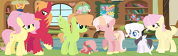 Size: 1024x324 | Tagged: safe, artist:galaxyflare2004, big macintosh, fluttershy, pegasus, pony, family, female, fluttermac, male, offspring, parent:big macintosh, parent:fluttershy, parents:fluttermac, shipping, straight