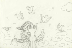 Size: 3462x2334 | Tagged: safe, artist:mfg637, fluttershy, pegasus, pony, solo, spread wings, traditional art, wings