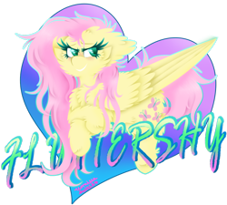 Size: 1024x920 | Tagged: safe, artist:vanillaswirl6, fluttershy, pegasus, pony, anniversary art, floppy ears, fluffy, name, signature, simple background, solo, transparent background